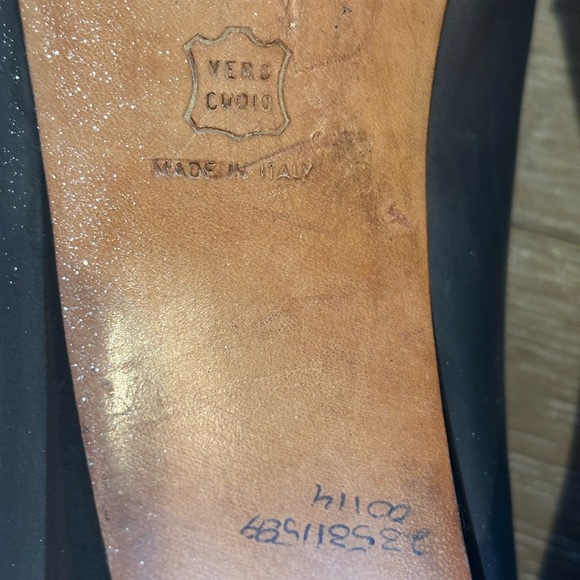 Salvatore Ferragamo Women's Dark Gray Leather Heels - Picture 7 of 10